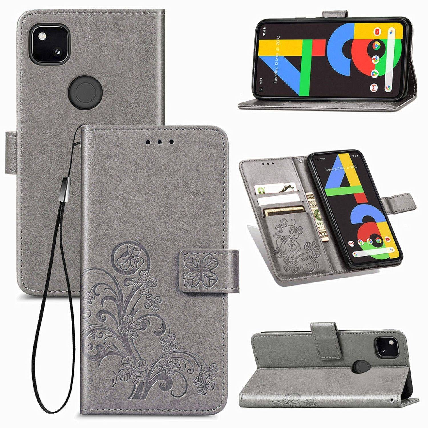 Hülle kompatibel mit Google Pixel 4A Kunstleder Handyhülle - Handy Case Grau