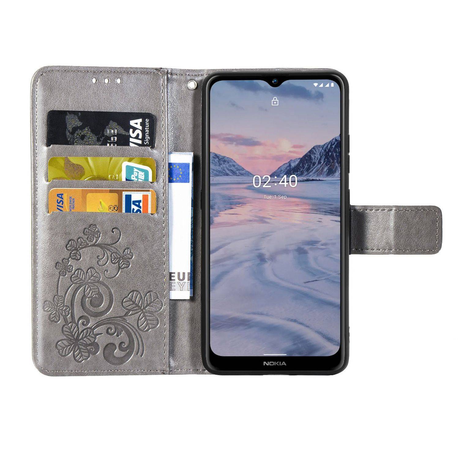 Nokia 2.4 Handyhülle Bookcover Grau