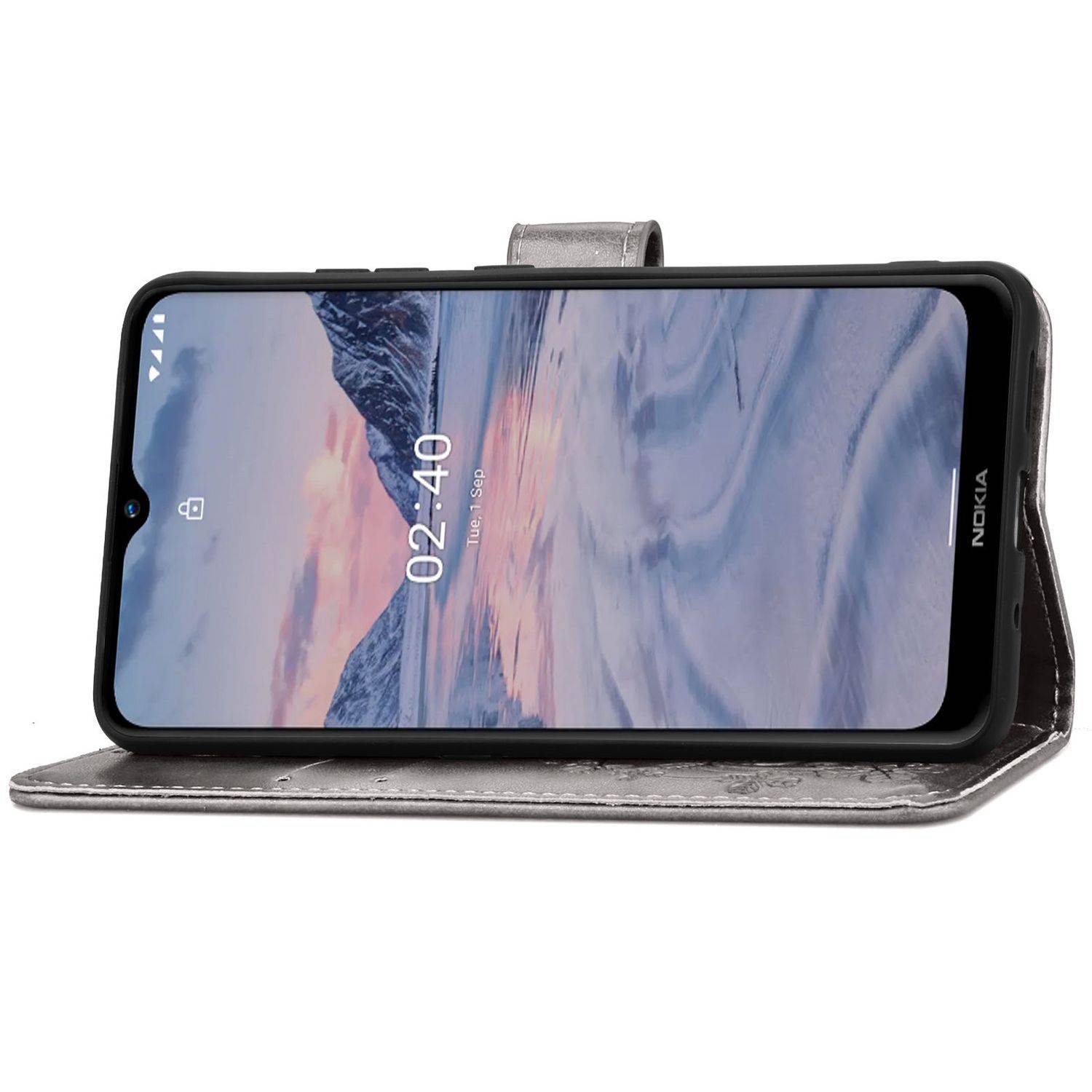 Nokia 2.4 Handyhülle Bookcover Grau