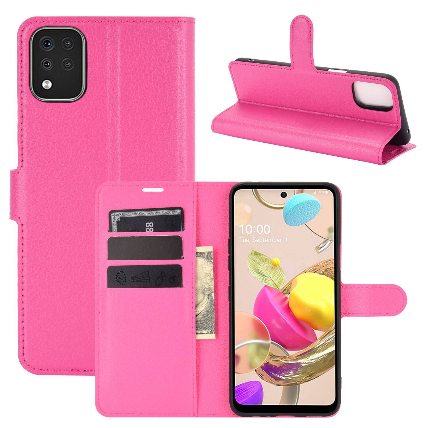LG K42 Handyhülle Bookcover Rosa
