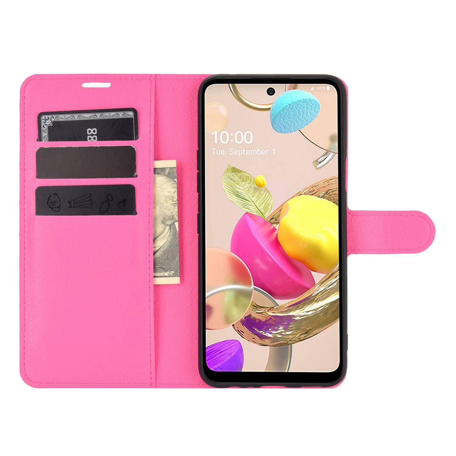 LG K42 Handyhülle Bookcover Rosa