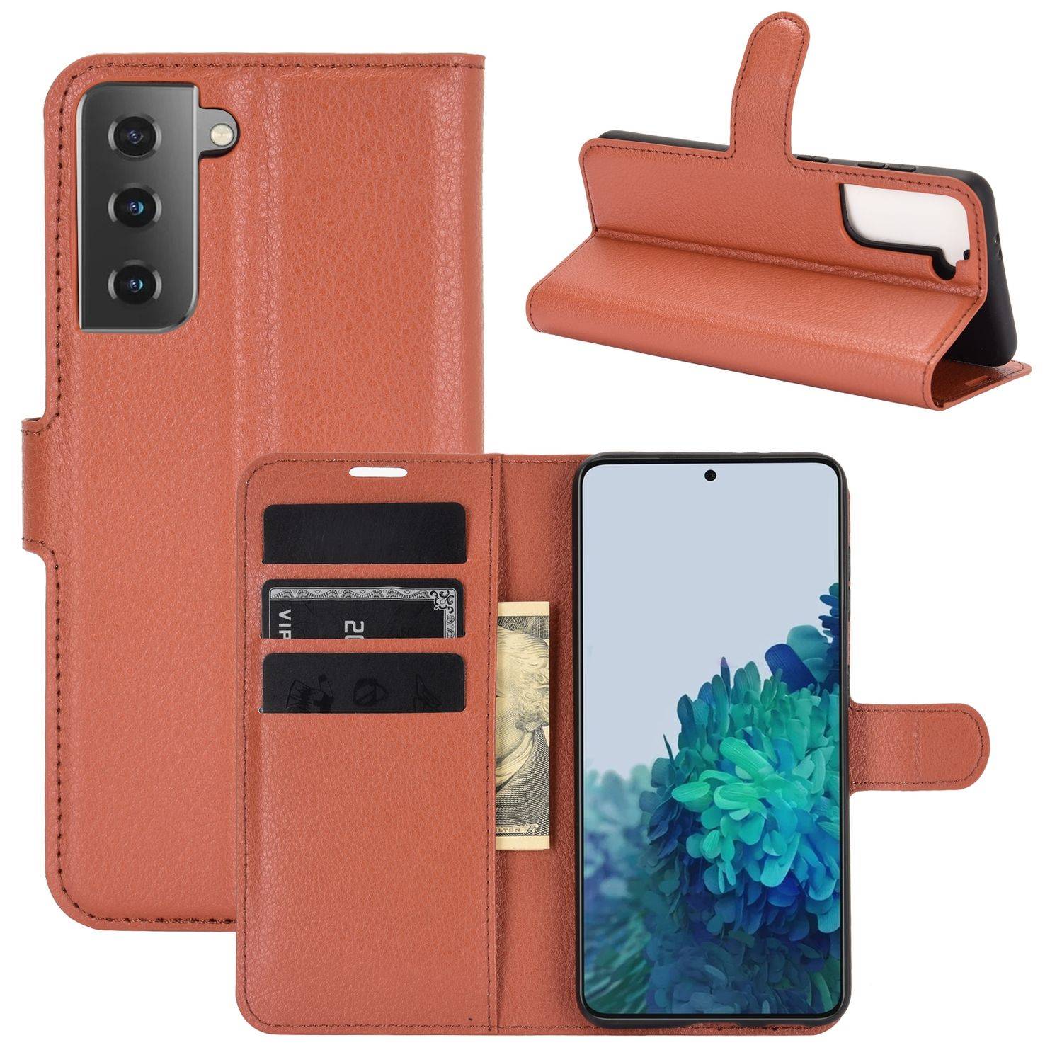 Samsung Galaxy S21 Handyhülle Bookcover Braun