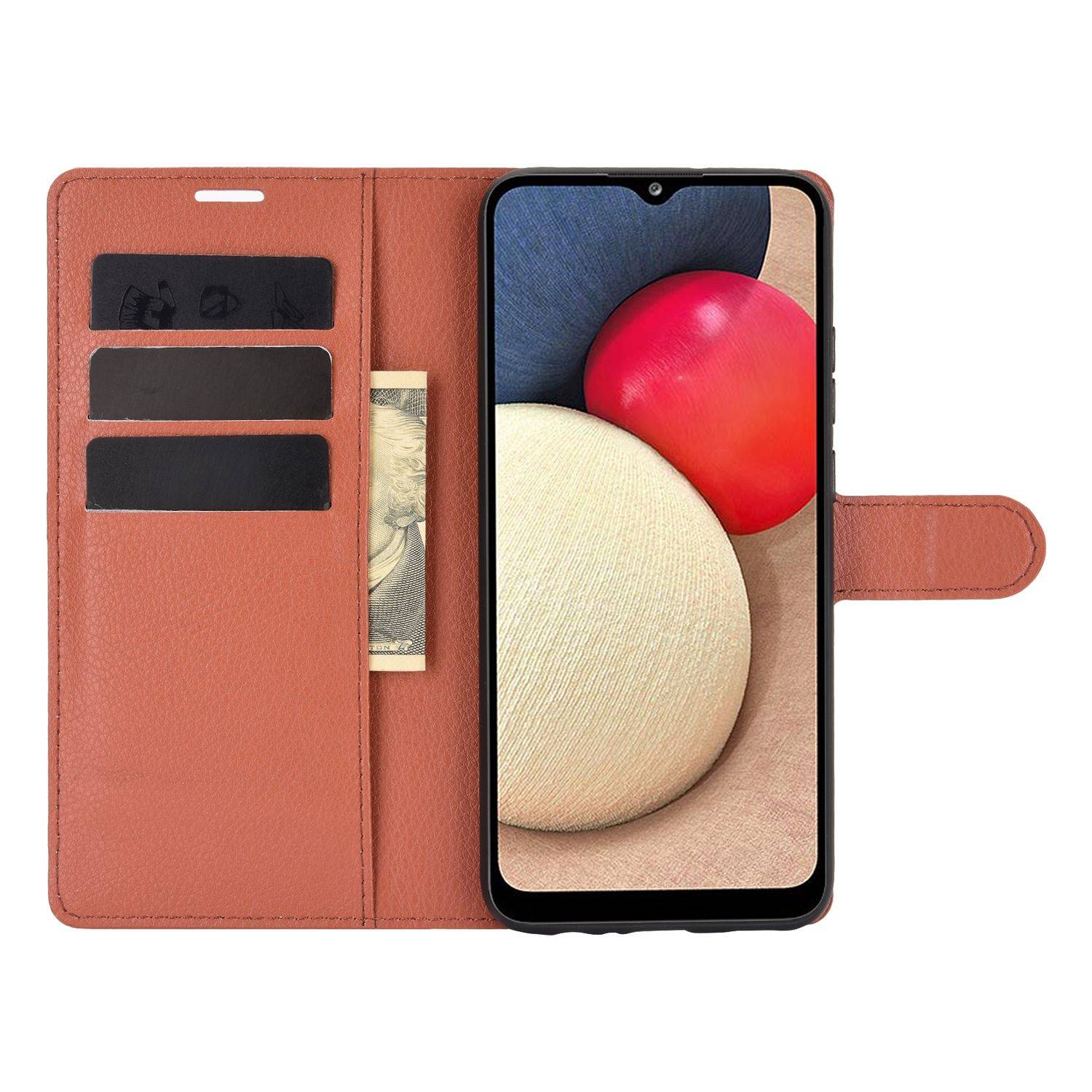 Samsung Galaxy A02s Handyhülle Bookcover Braun