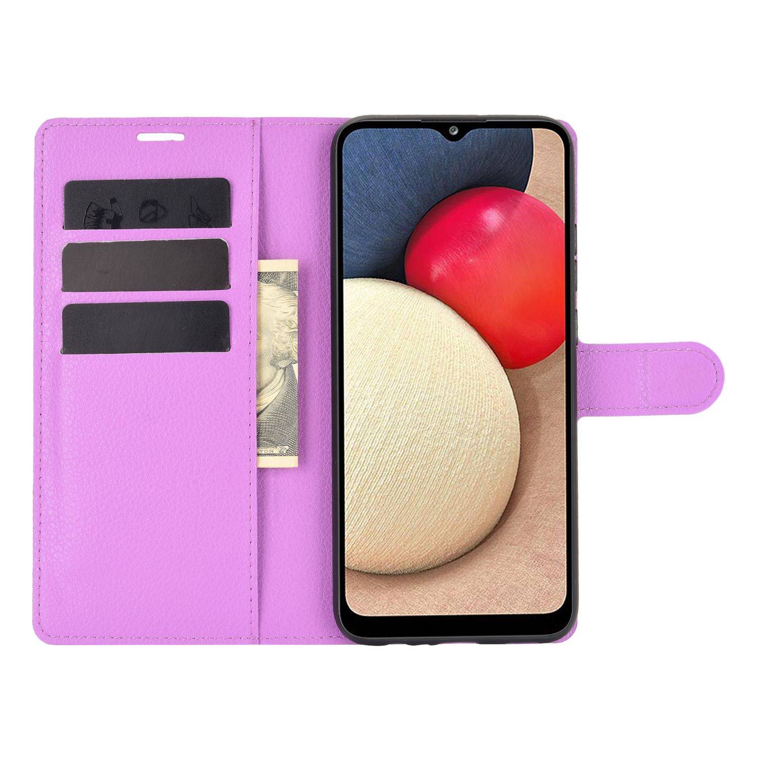 Samsung Galaxy A02s Handyhülle Bookcover Violett