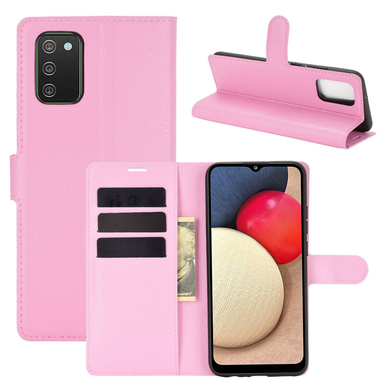 Samsung Galaxy A02s Handyhülle Bookcover Rosa