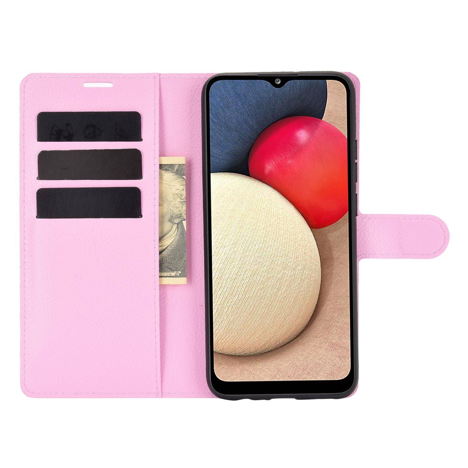 Samsung Galaxy A02s Handyhülle Bookcover Rosa