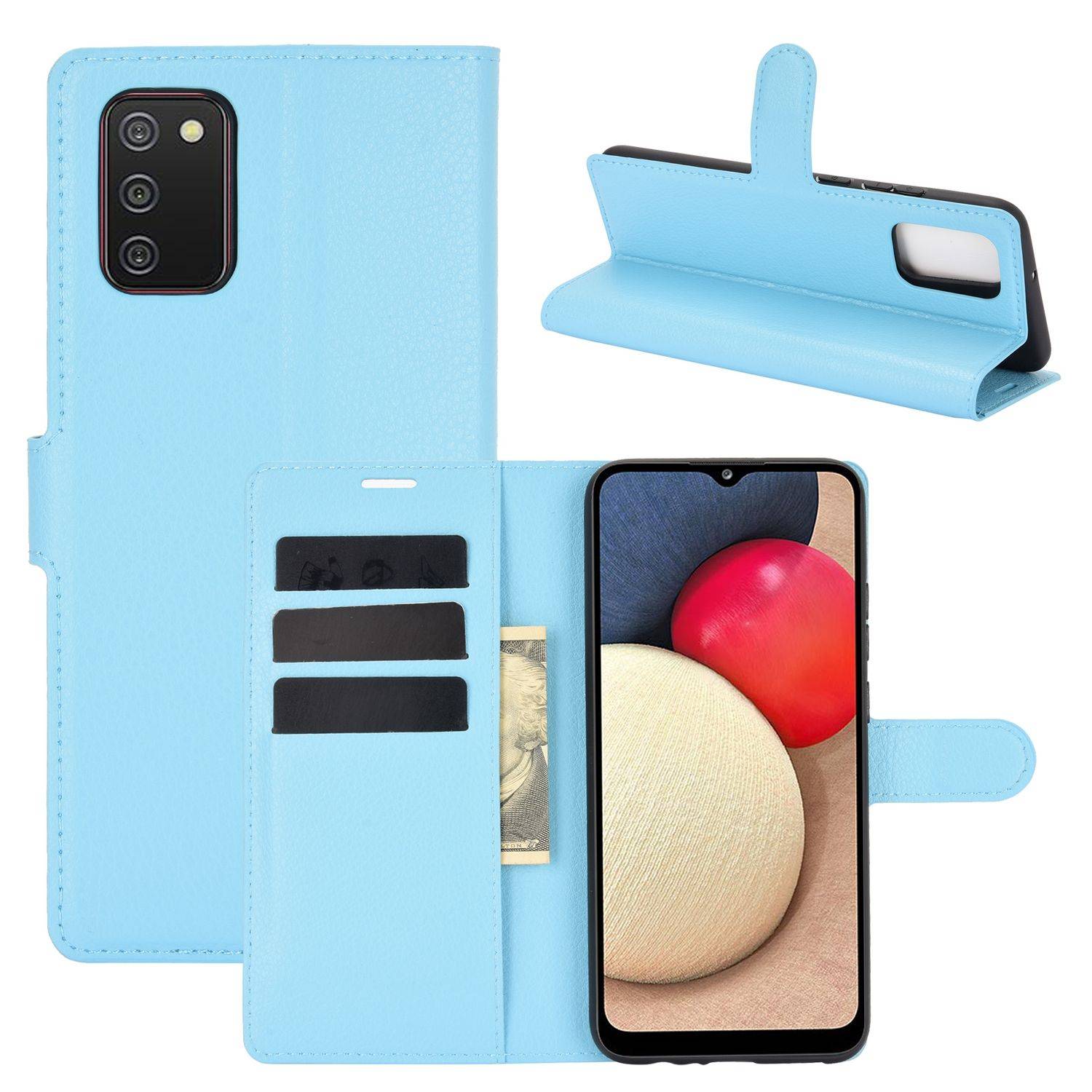 Samsung Galaxy A02s Handyhülle Bookcover Blau