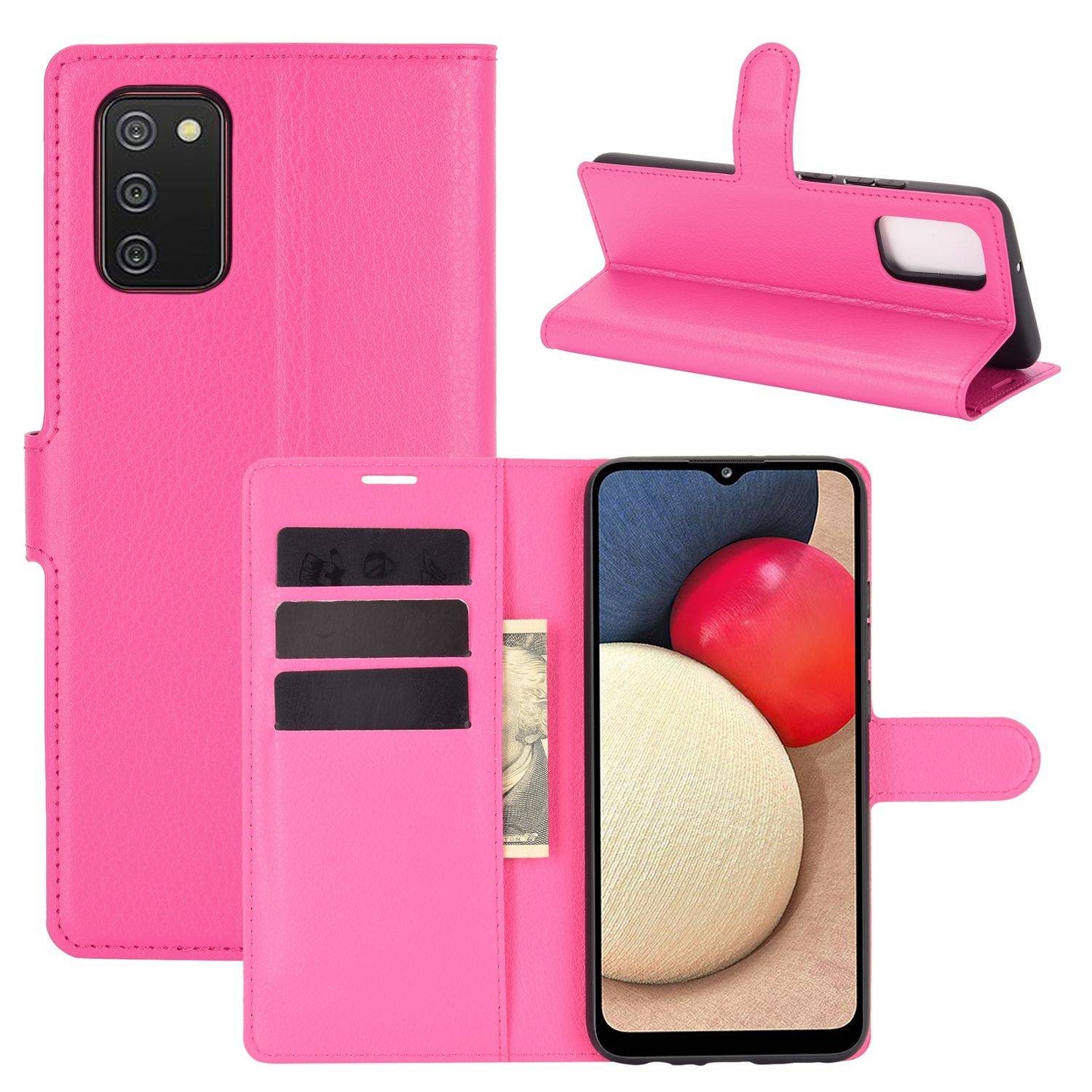 Samsung Galaxy A02s Handyhülle Bookcover Rosa