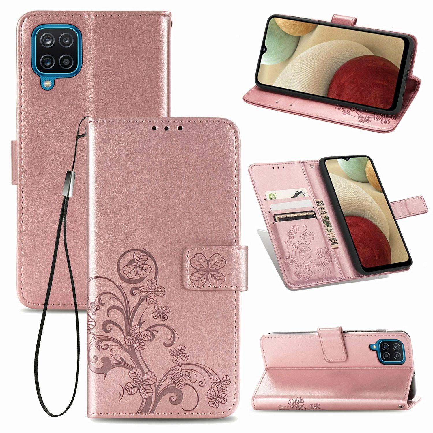 Hülle kompatibel mit Samsung Galaxy A12 Kunstleder Handyhülle - Handy Case Rosa