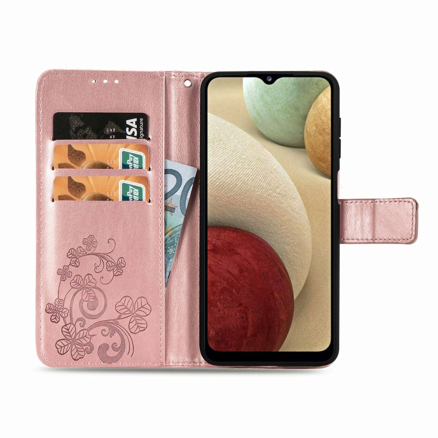 Hülle kompatibel mit Samsung Galaxy A12 Kunstleder Handyhülle - Handy Case Rosa