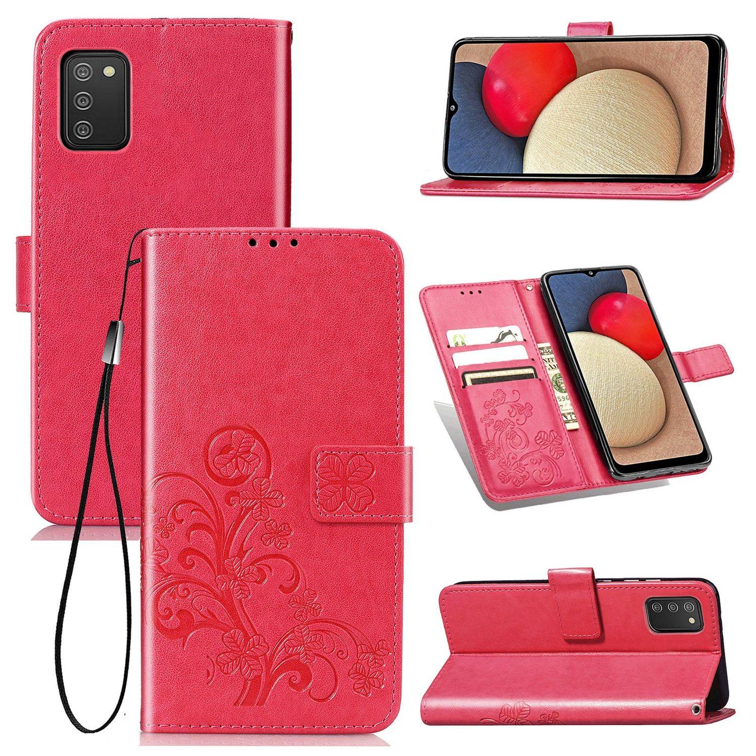 Samsung Galaxy A02s Handyhülle Bookcover Rosa