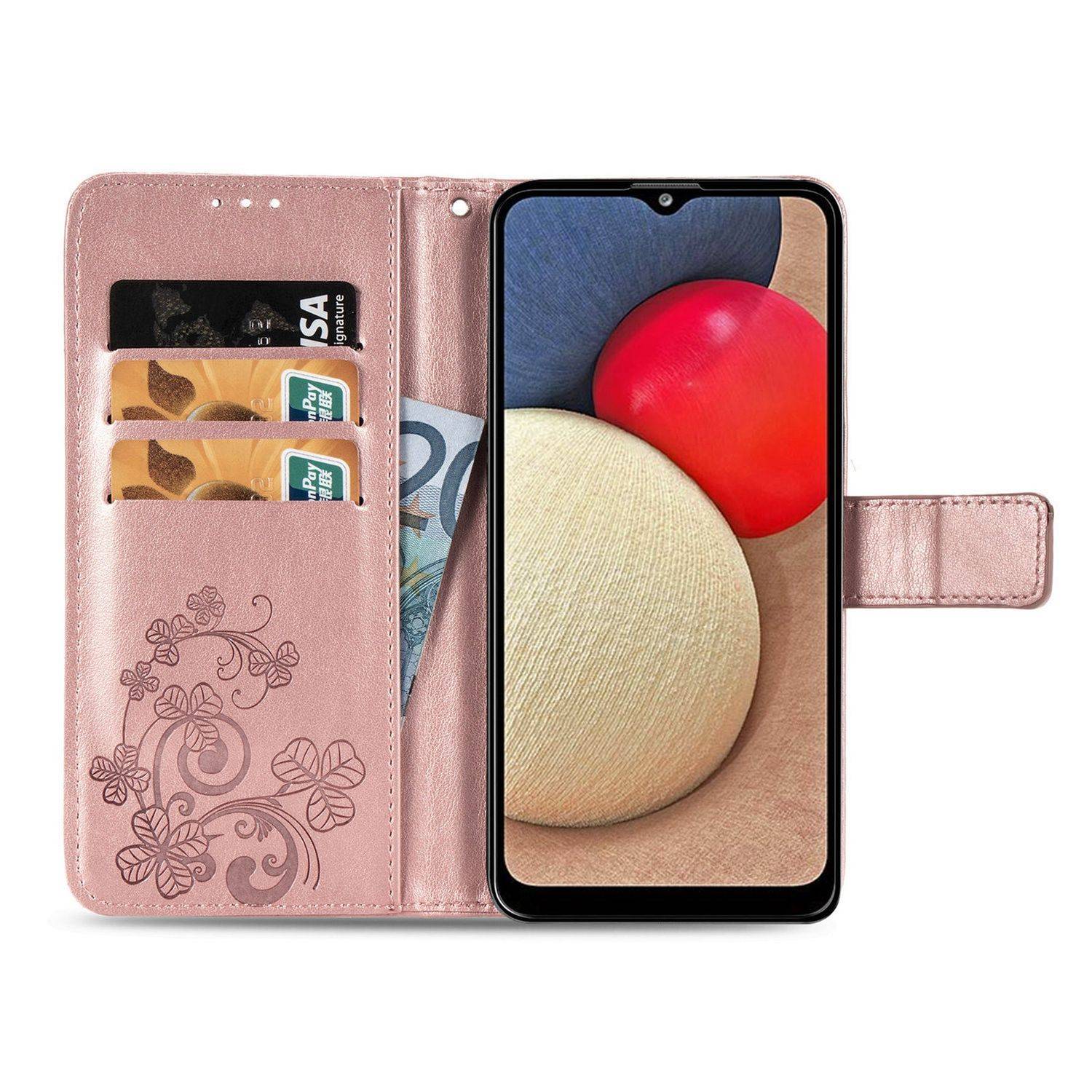 Samsung Galaxy A02s Handyhülle Bookcover Rosa