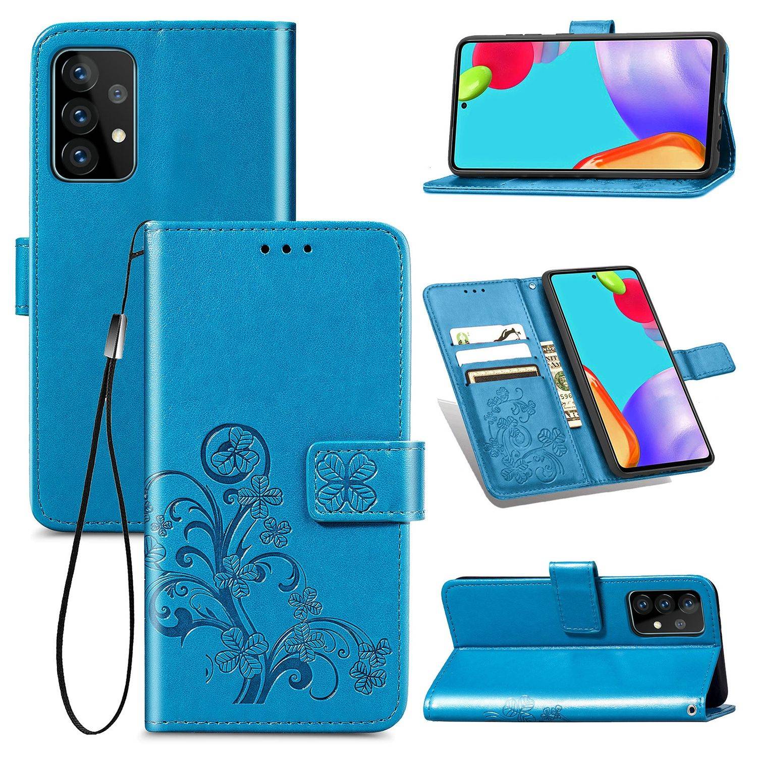 Hülle kompatibel mit Samsung Galaxy A72 5G Kunstleder Handyhülle - Handy Case Blau