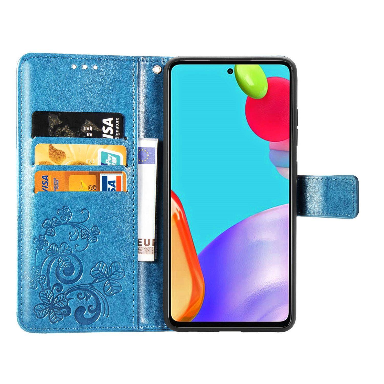 Hülle kompatibel mit Samsung Galaxy A72 5G Kunstleder Handyhülle - Handy Case Blau