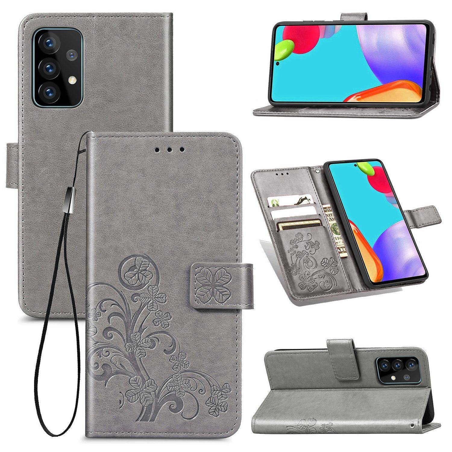 Samsung Galaxy A72 5G Handyhülle Bookcover Grau