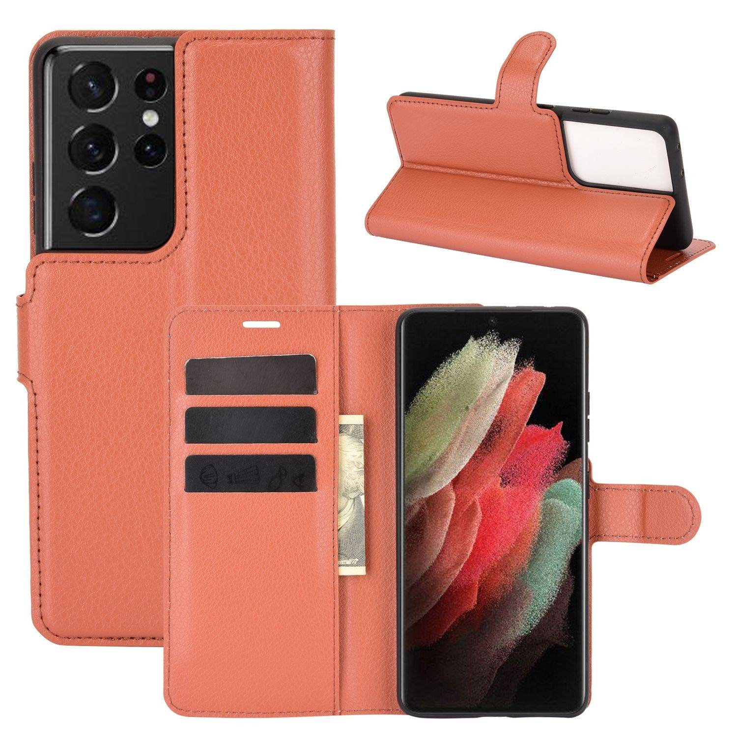 Samsung Galaxy S21 Ultra Handyhülle Bookcover Braun