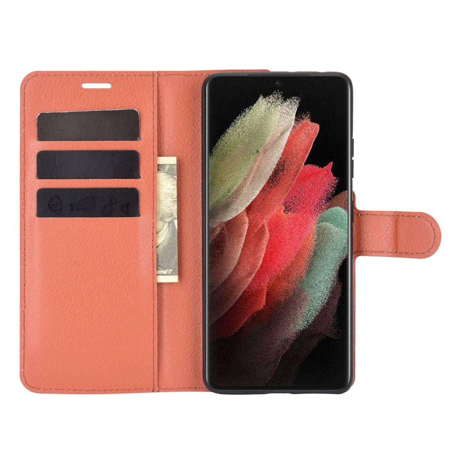 Samsung Galaxy S21 Ultra Handyhülle Bookcover Braun