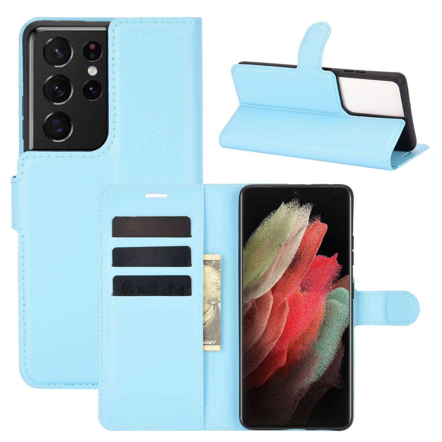 Samsung Galaxy S21 Ultra Handyhülle Bookcover Blau