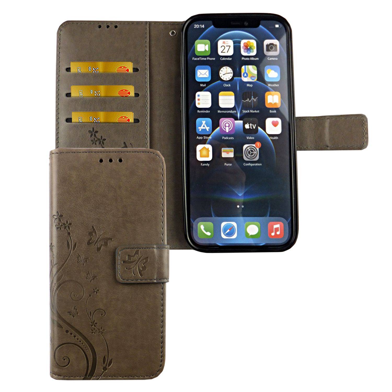 Apple iPhone 12 Mini Handyhülle Bookcover Grau
