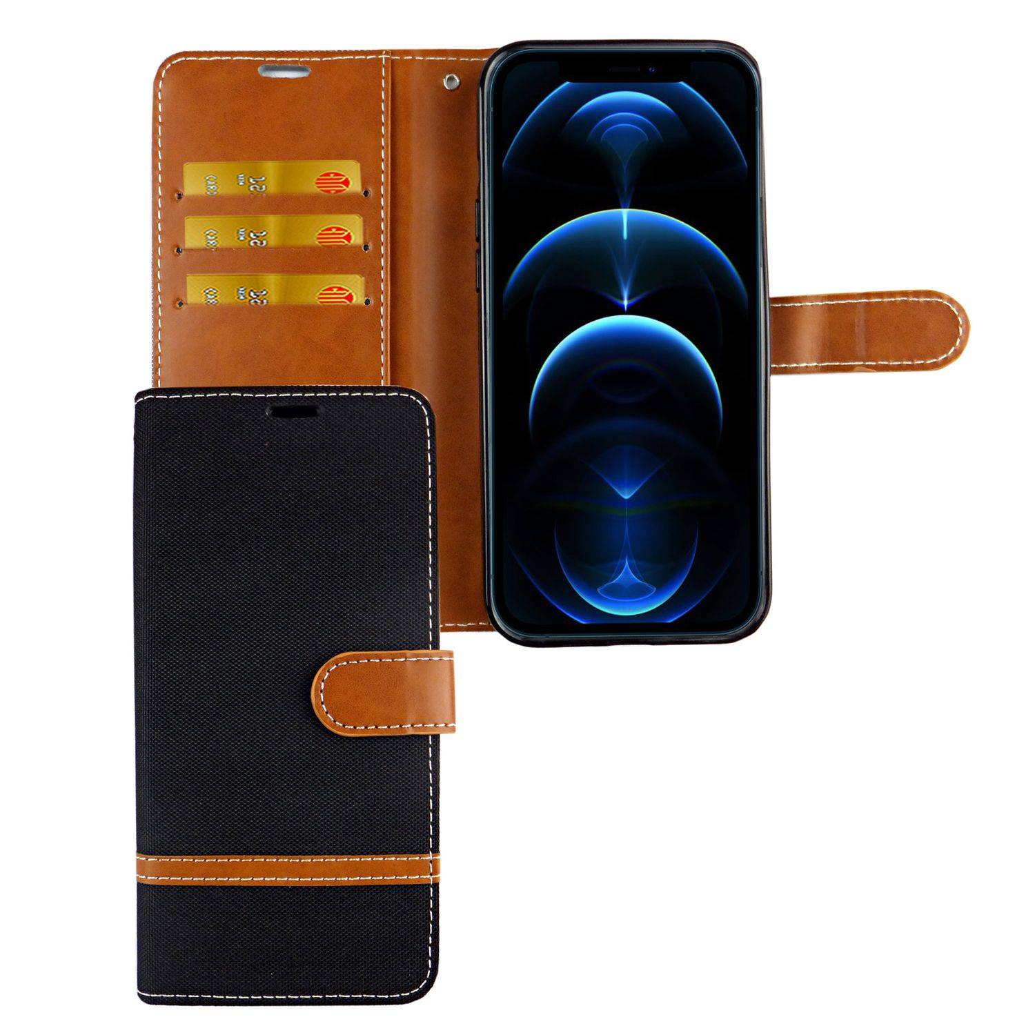 Apple iPhone 12 Pro Max Handyhülle Bookcover Schwarz