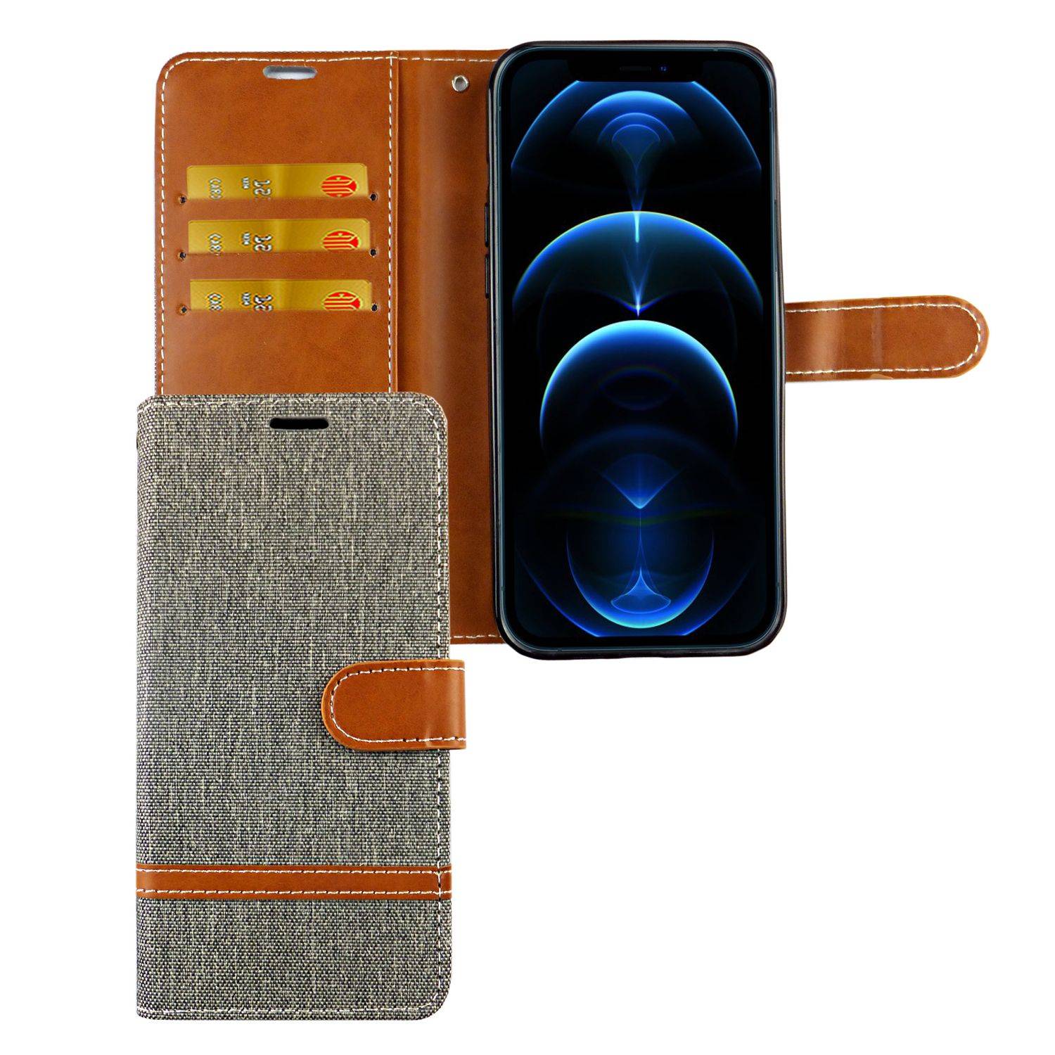 Apple iPhone 12 Pro Max Handyhülle Bookcover Grau