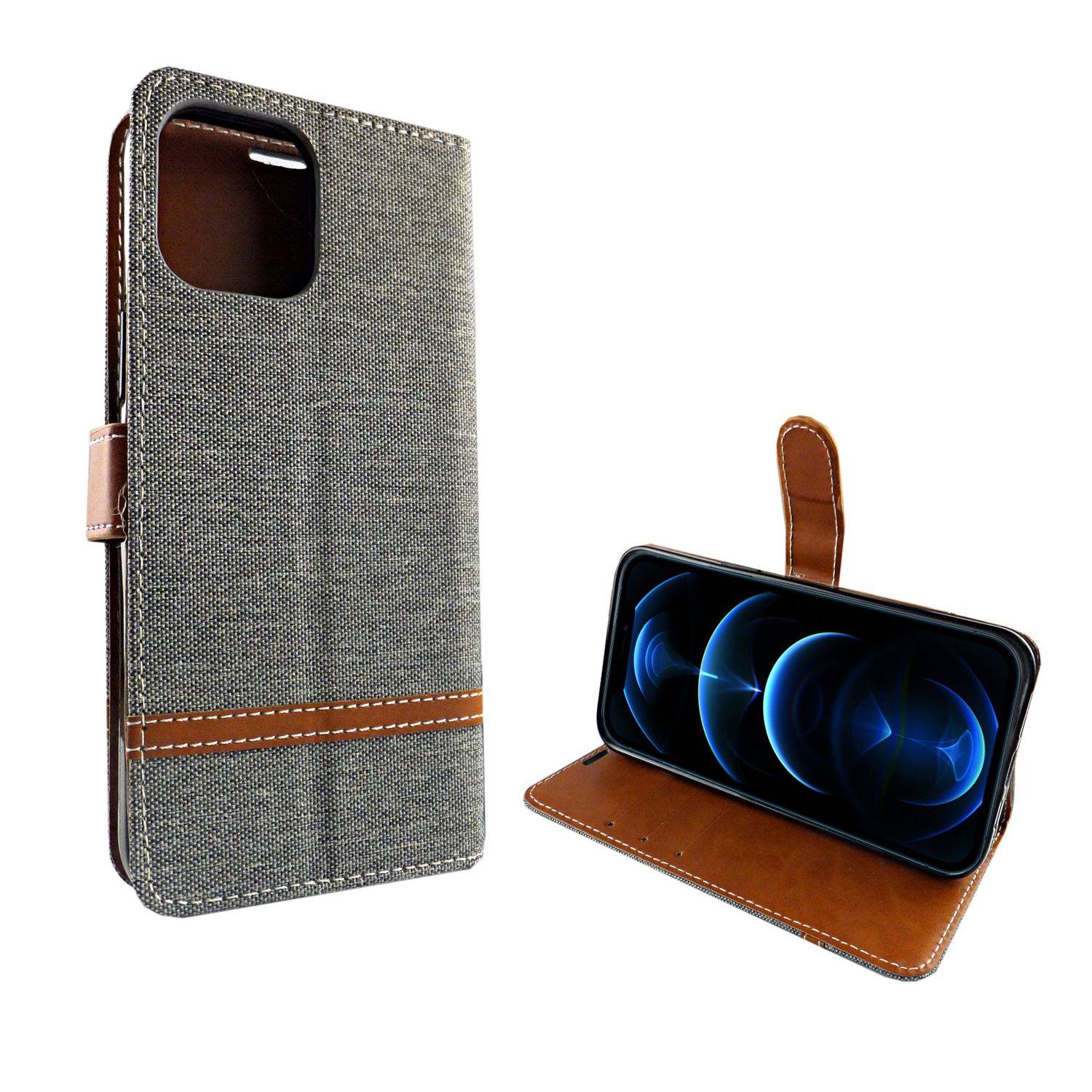 Apple iPhone 12 Pro Max Handyhülle Bookcover Grau