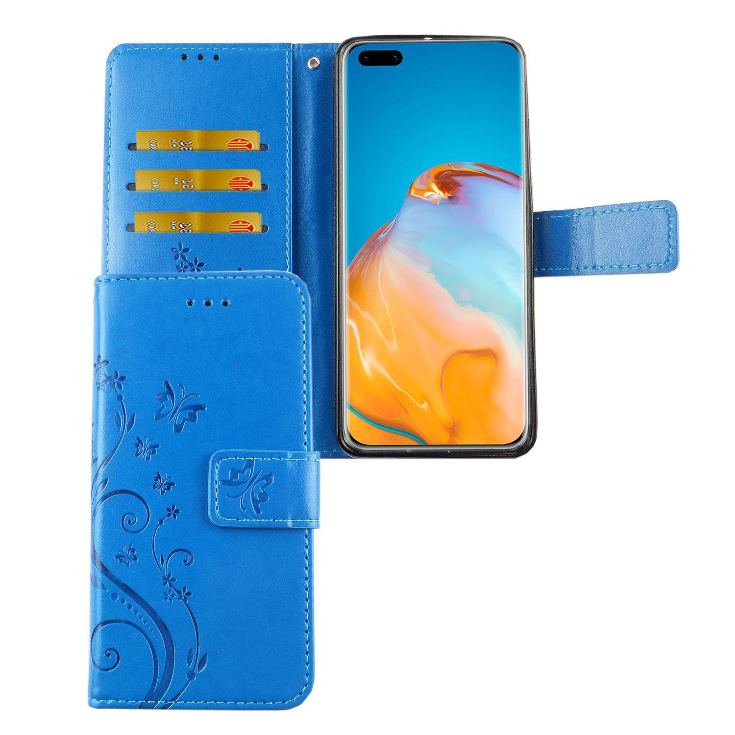 Huawei P40 Handyhülle Bookcover Blau