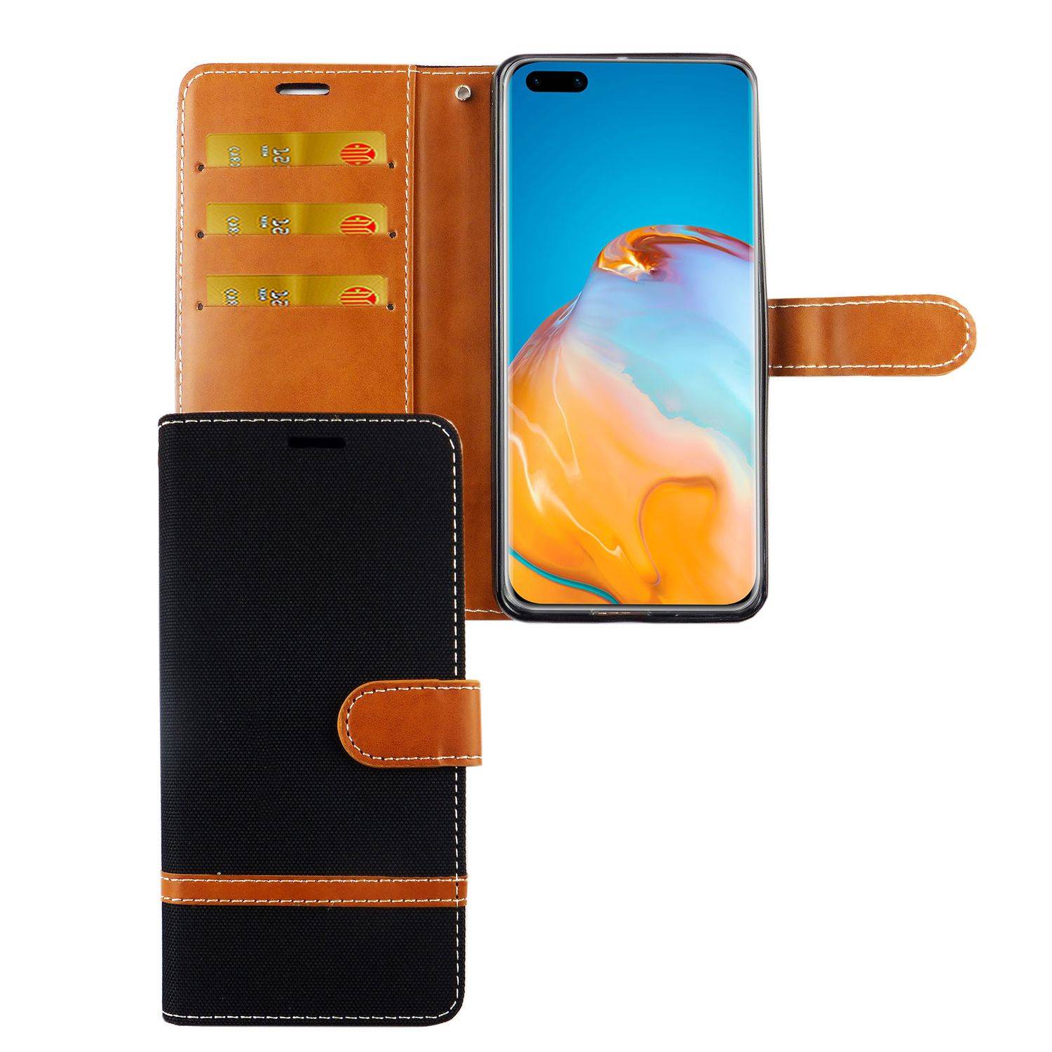 Huawei P40 Handyhülle Bookcover Schwarz
