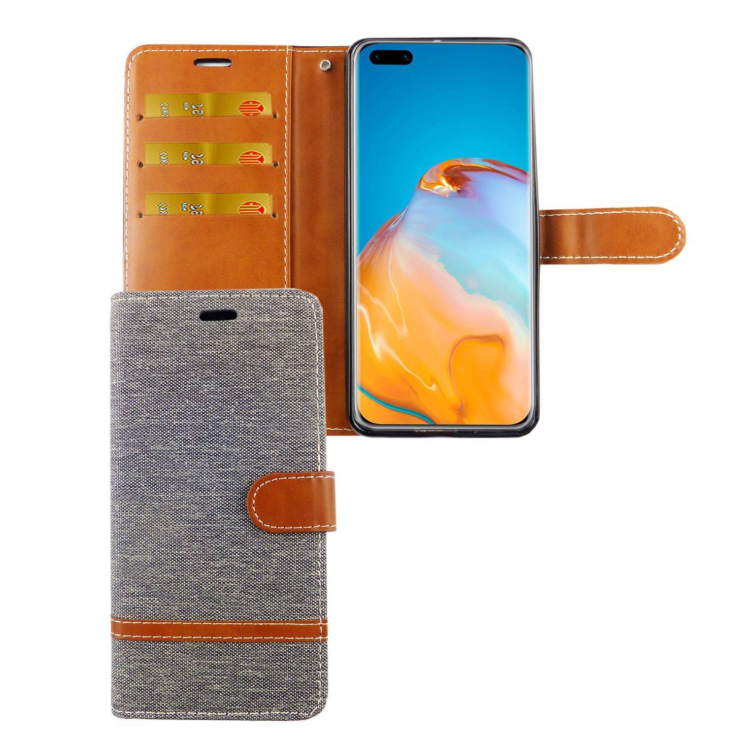 Huawei P40 Handyhülle Bookcover Grau