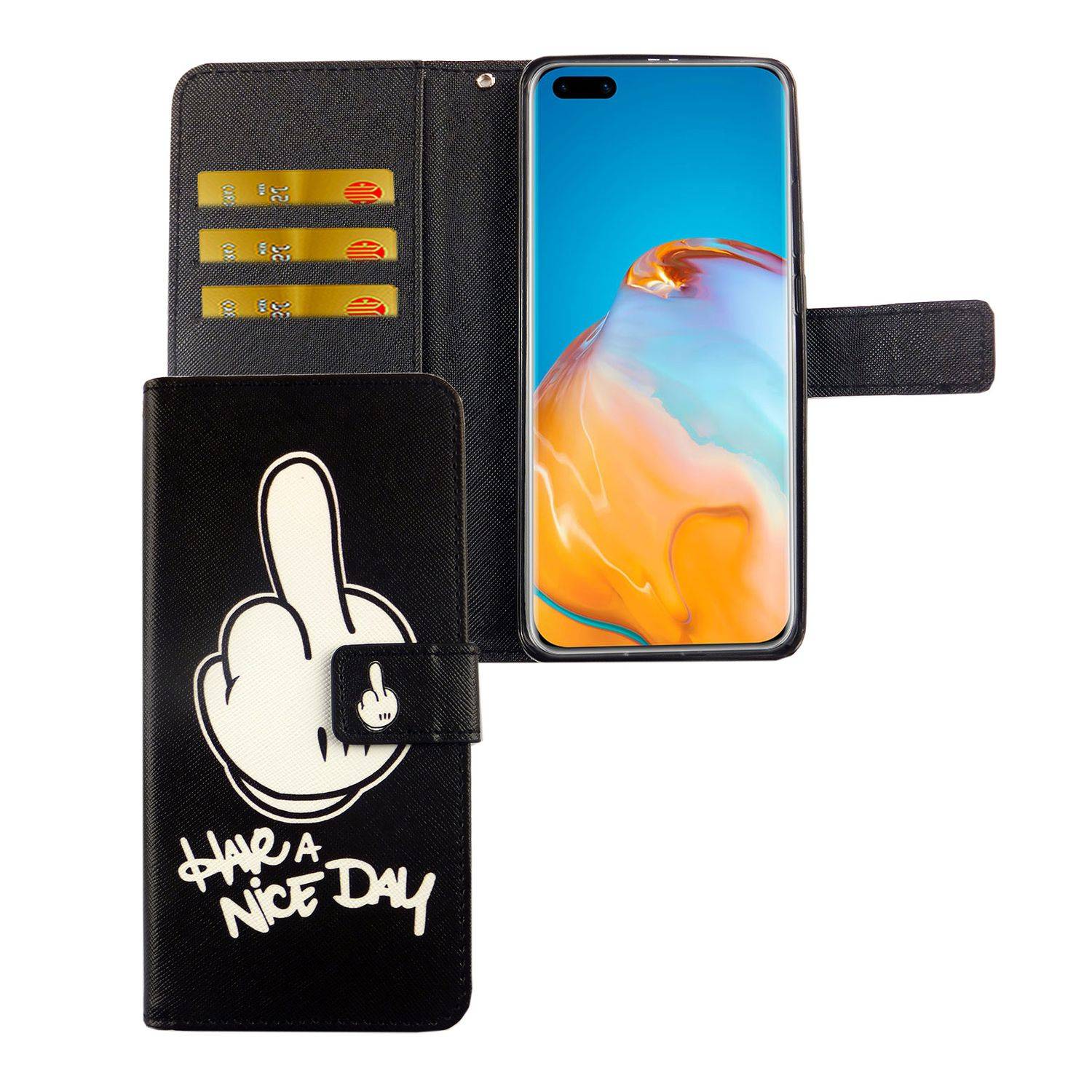 Huawei P40 Pro Handyhülle Bookcover Schwarz