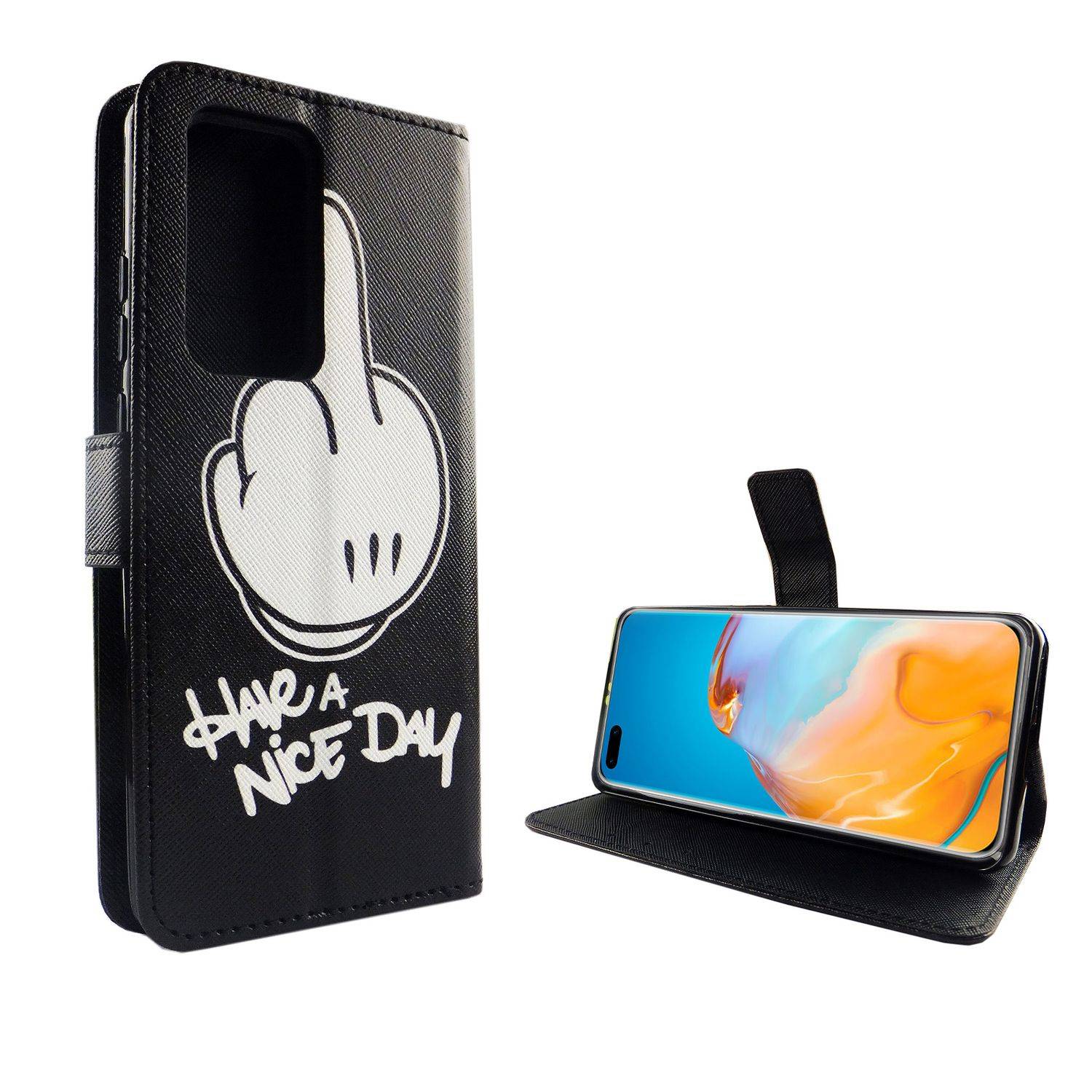 Huawei P40 Pro Handyhülle Bookcover Schwarz