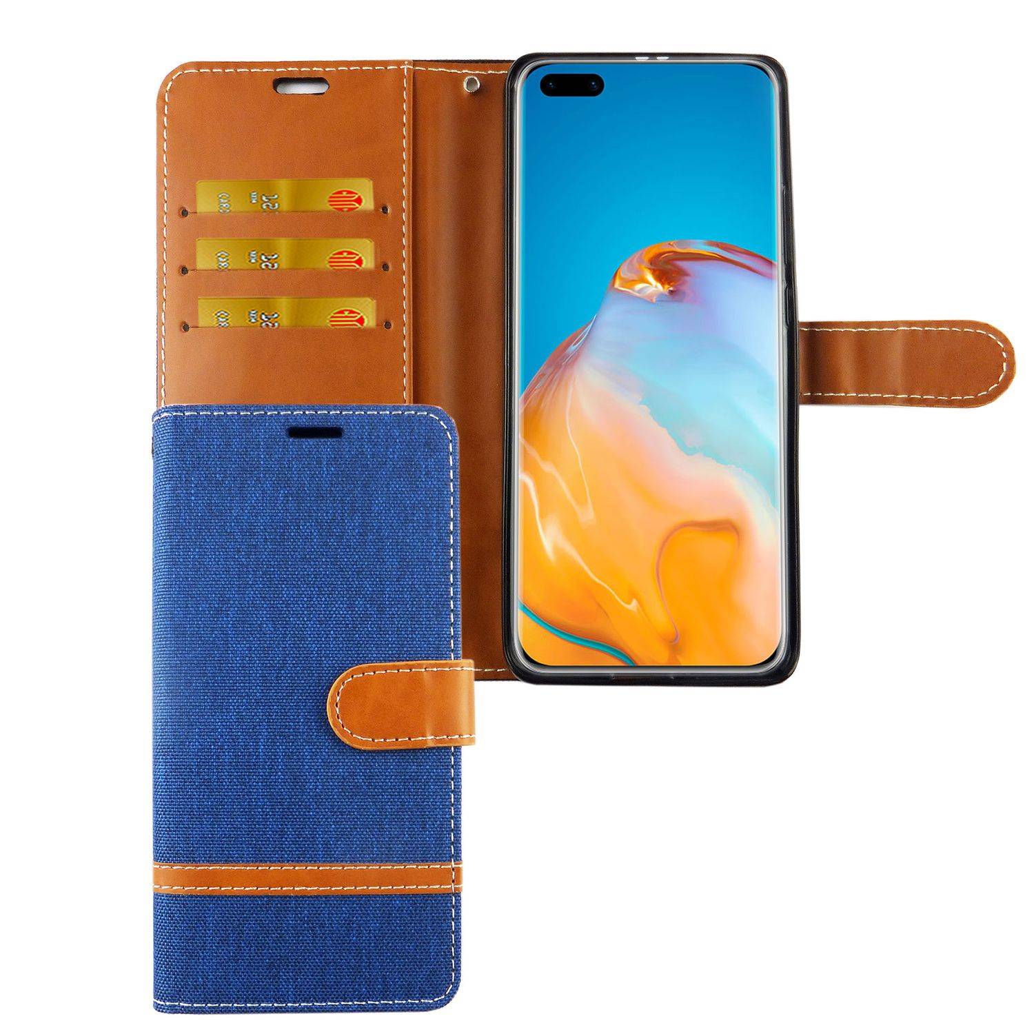 Huawei P40 Pro Handyhülle Bookcover Blau