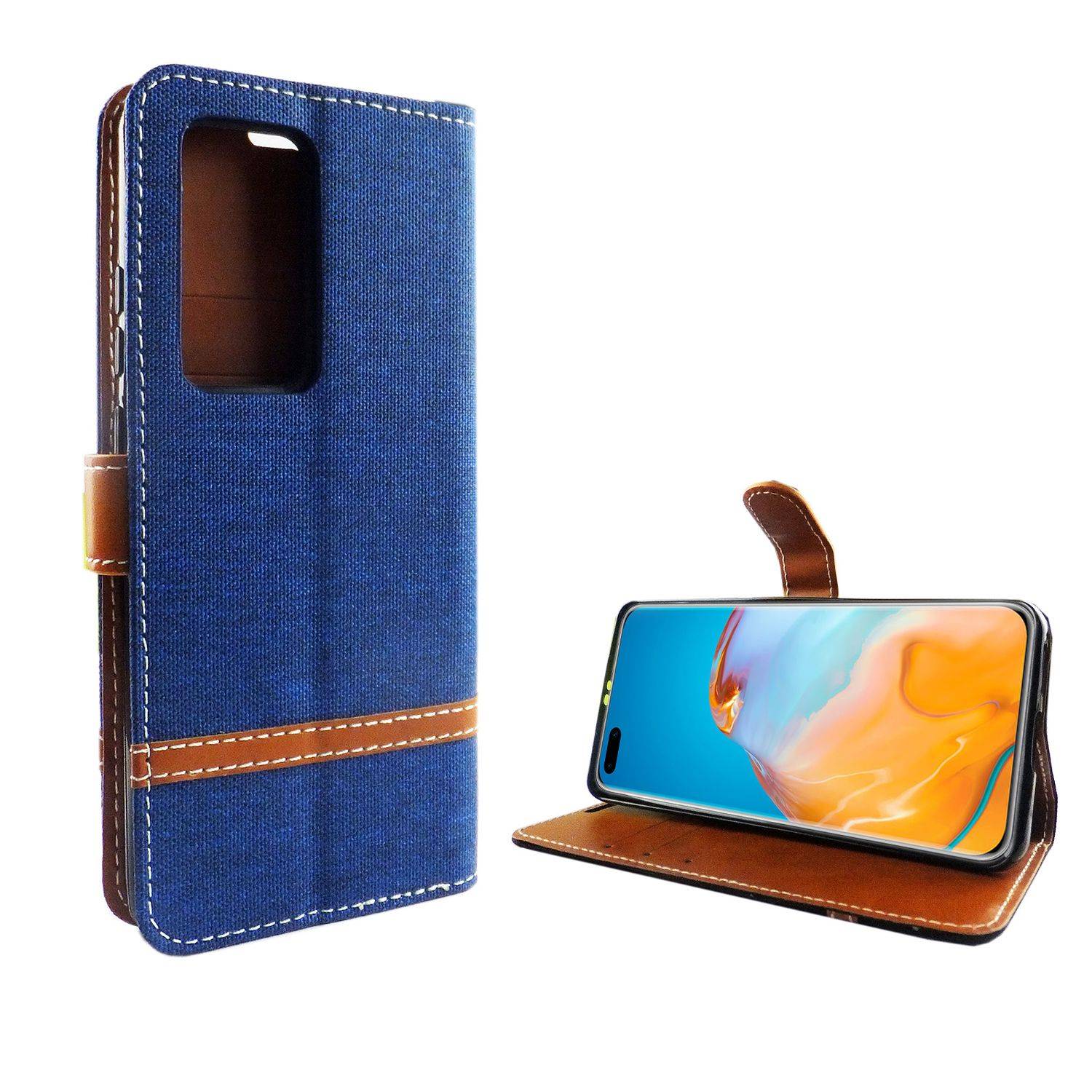 Huawei P40 Pro Handyhülle Bookcover Blau