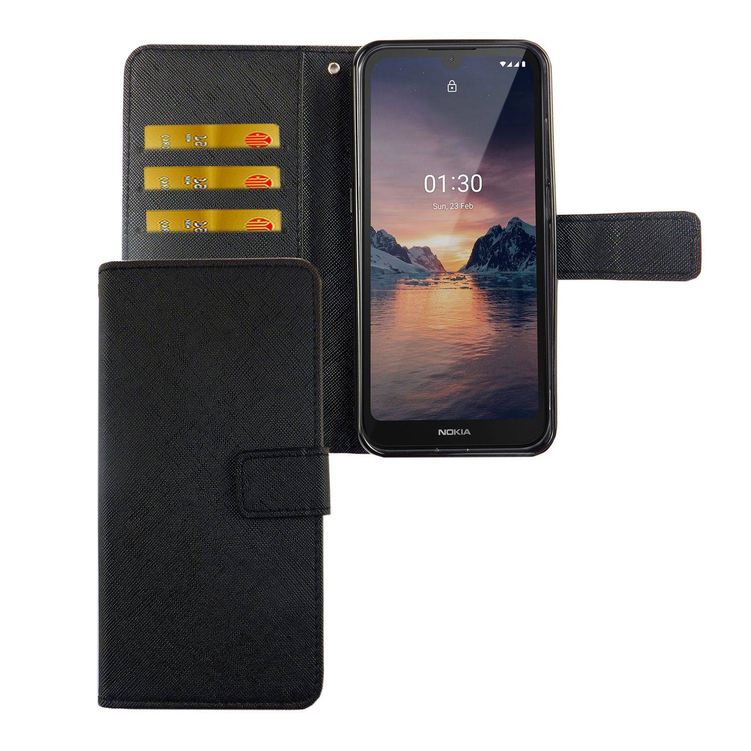 Nokia 1.3 Handyhülle Bookcover Schwarz