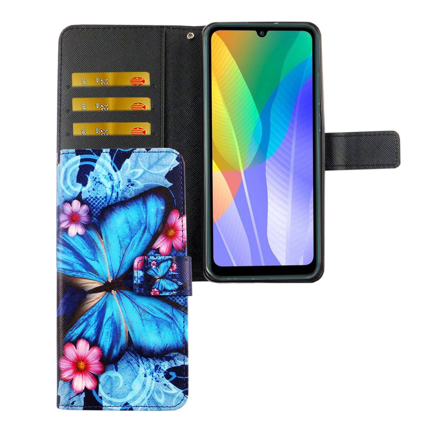 Huawei Y6p Handyhülle Bookcover Blau