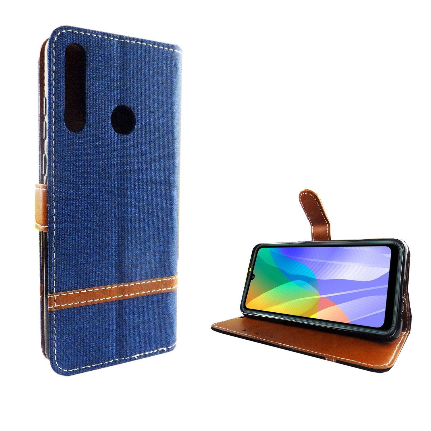 Huawei Y6p Handyhülle Bookcover Blau