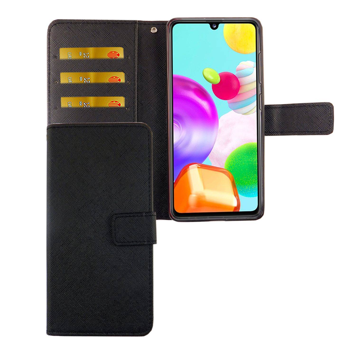 Samsung Galaxy A41 Handyhülle Bookcover Schwarz