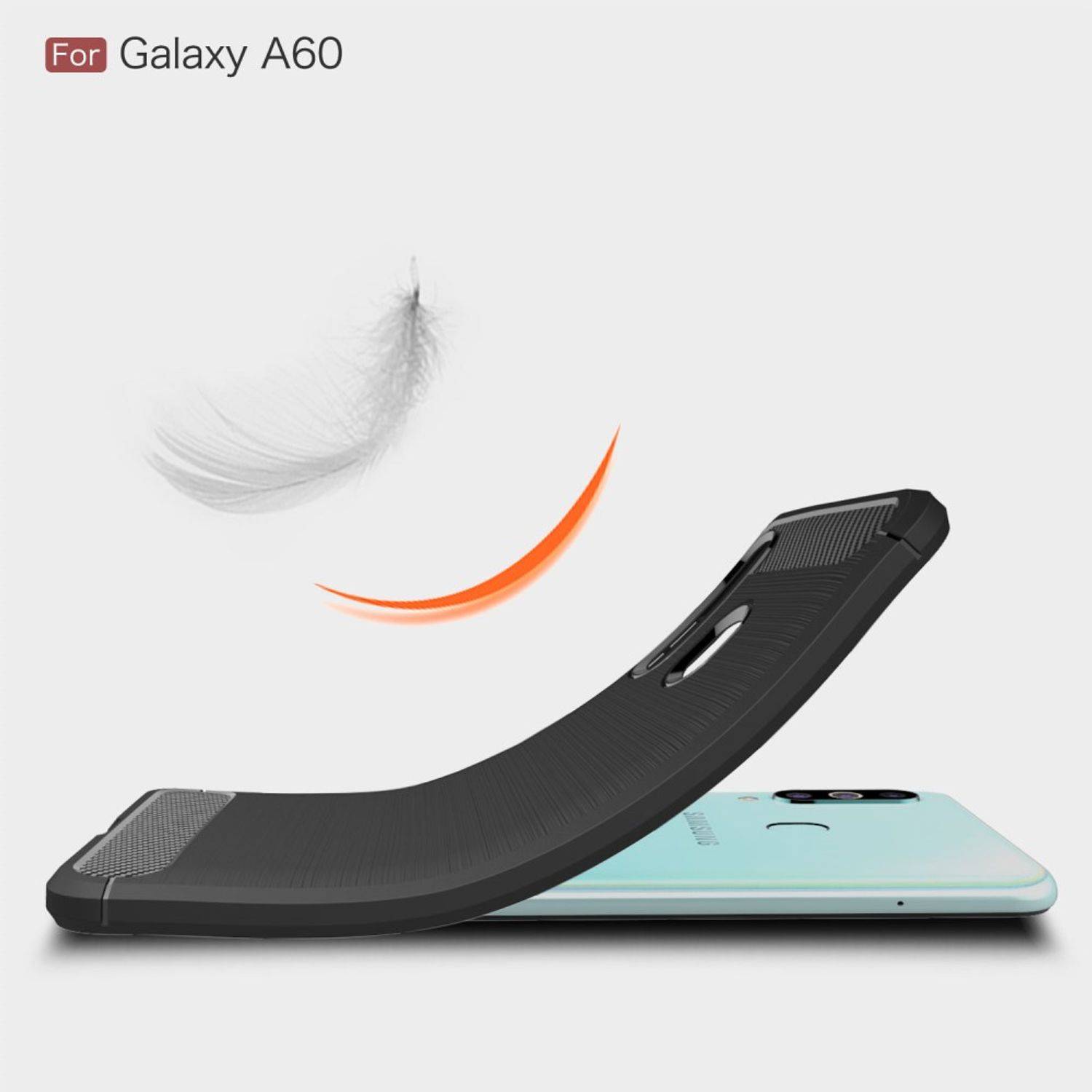 Samsung Galaxy A60 Handyhülle Carbon Optik Backcover Blau