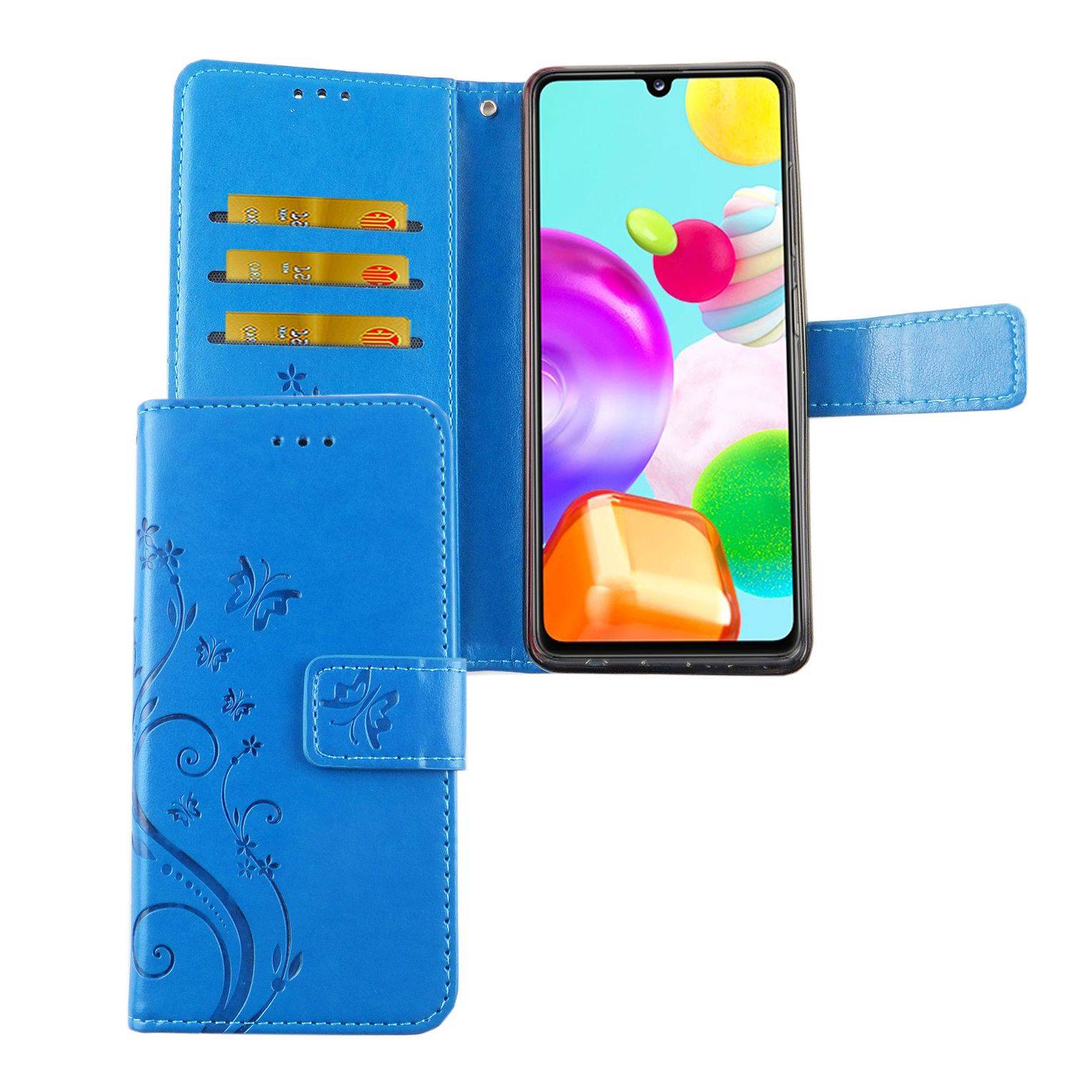 Samsung Galaxy A41 Handyhülle Bookcover Blau