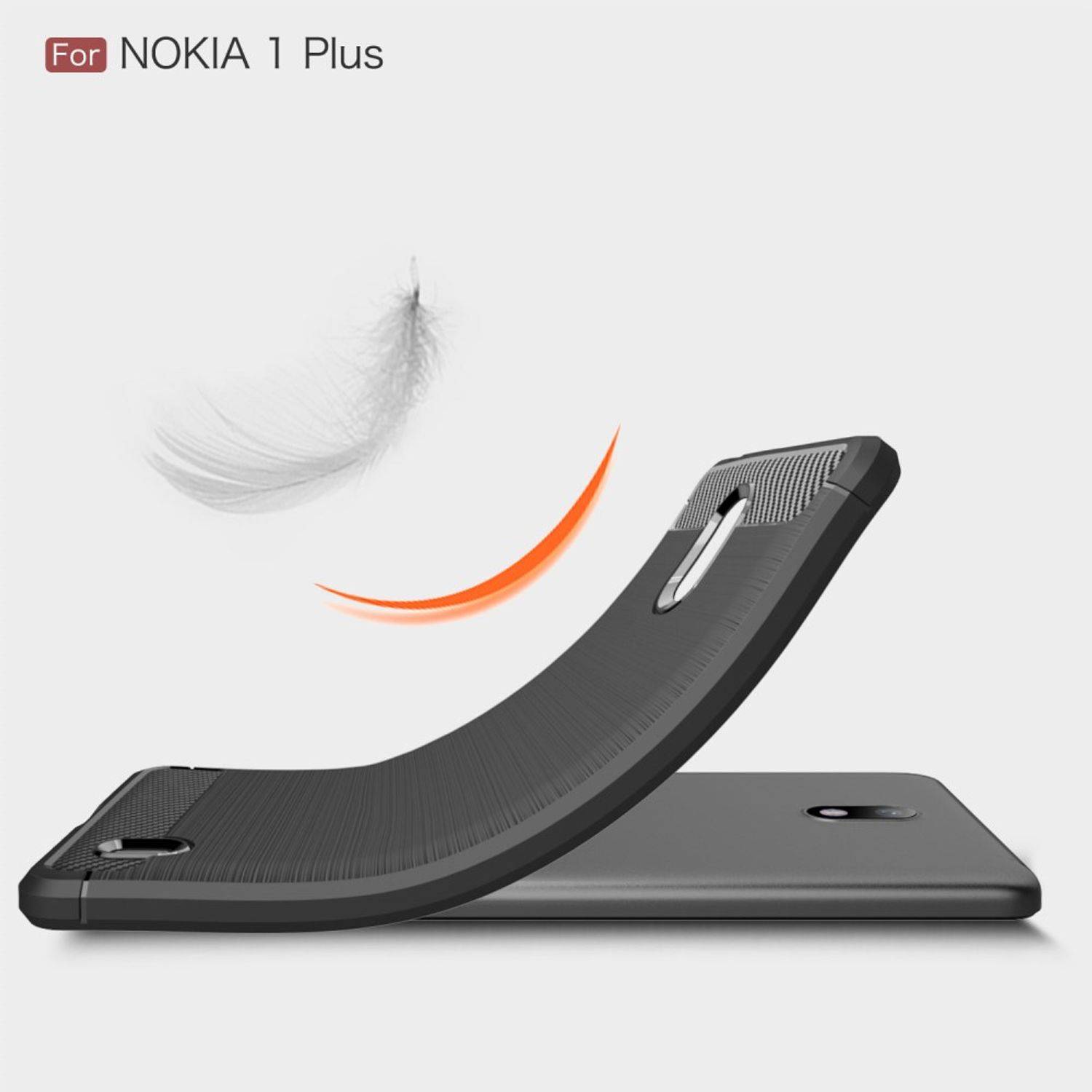 Nokia 1 Plus Handyhülle Carbon Optik Backcover Schwarz