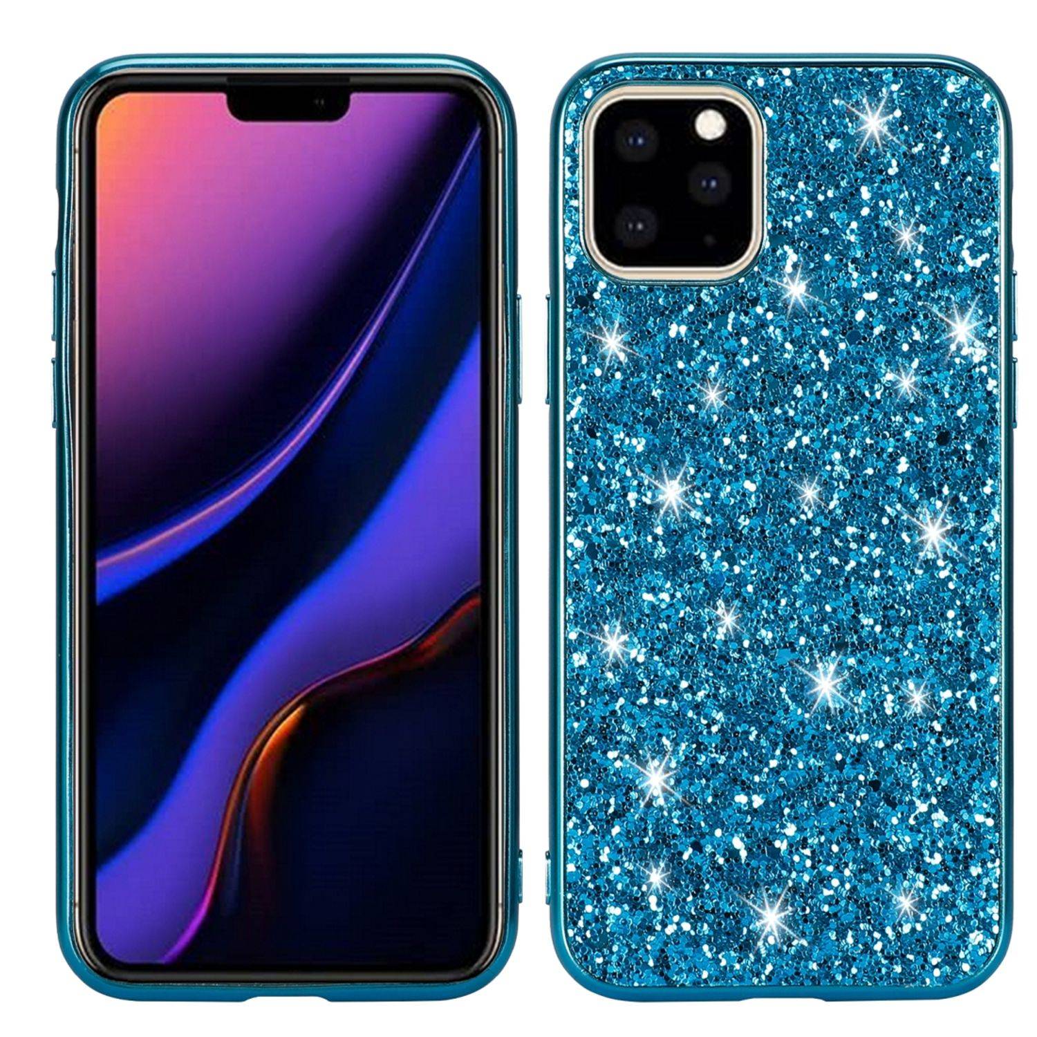 Apple iPhone 11 Pro Handyhülle Glitzer Strass Backcover Blau