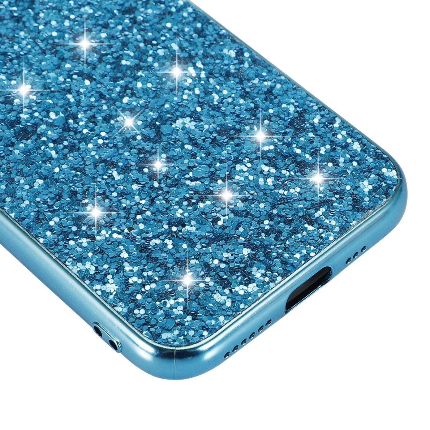 Apple iPhone 11 Pro Handyhülle Glitzer Strass Backcover Blau