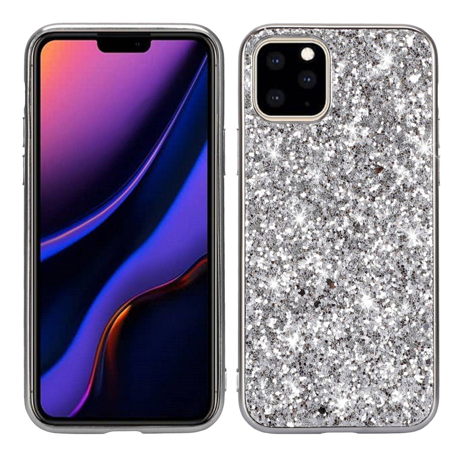 Apple iPhone 11 Pro Handyhülle Glitzer Strass Backcover Silber