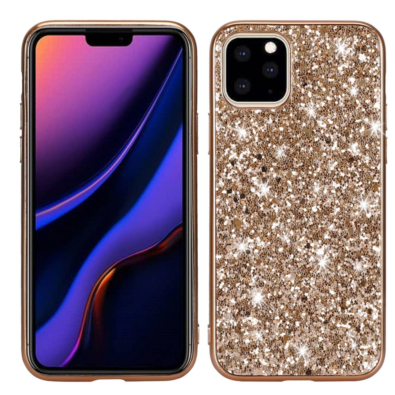 Apple iPhone 11 Pro Handyhülle Glitzer Strass Backcover Gold