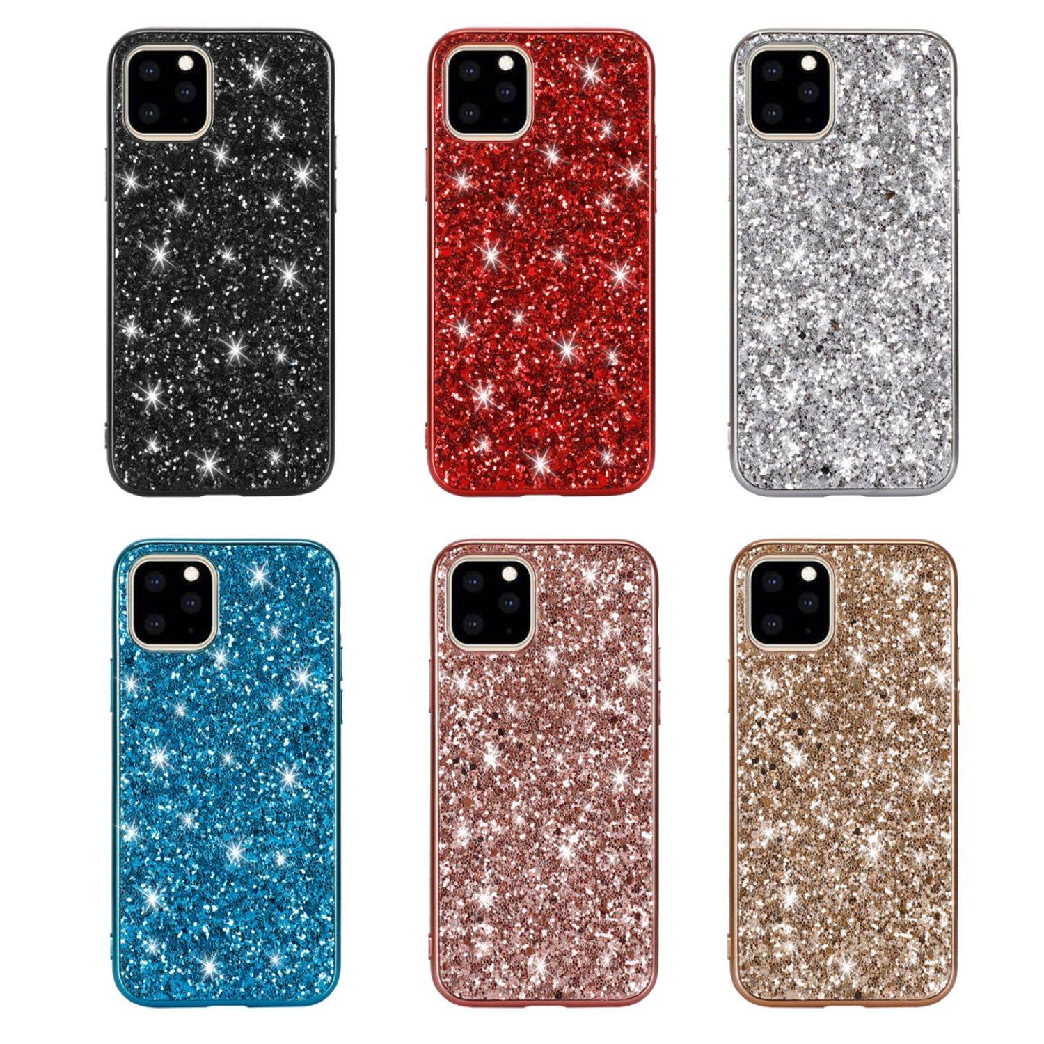Apple iPhone 11 Pro Max Handyhülle Glitzer Strass Backcover Silber
