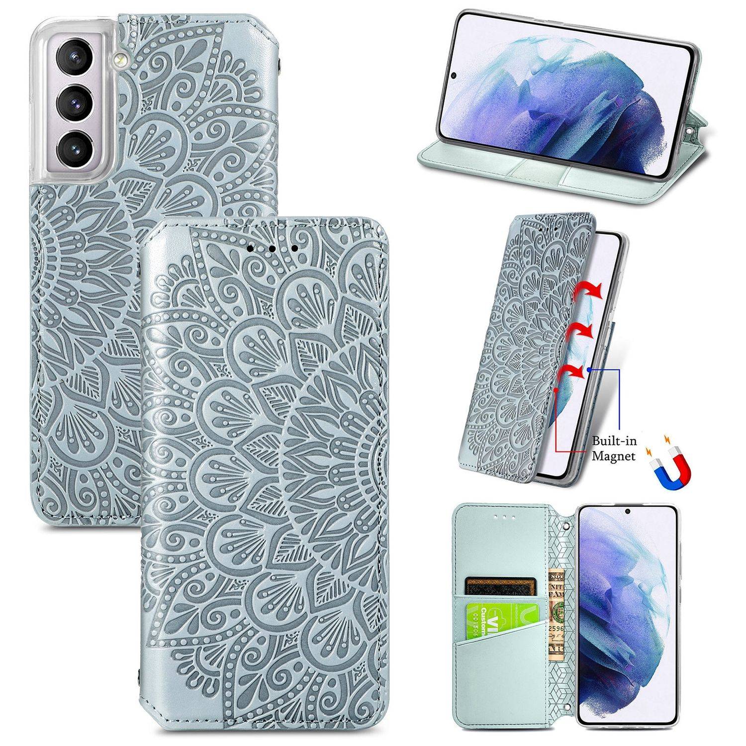Samsung Galaxy S21 Plus Handyhülle Bookcover Grau