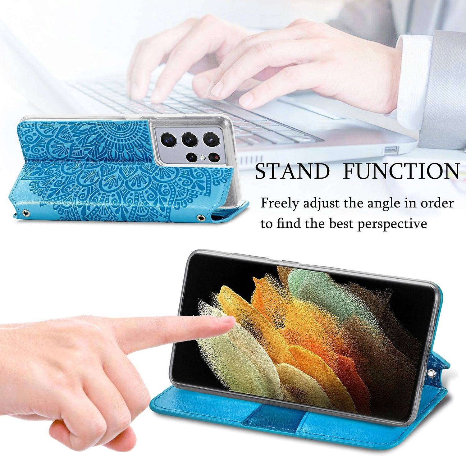 Samsung Galaxy S21 Ultra Handyhülle Bookcover Blau