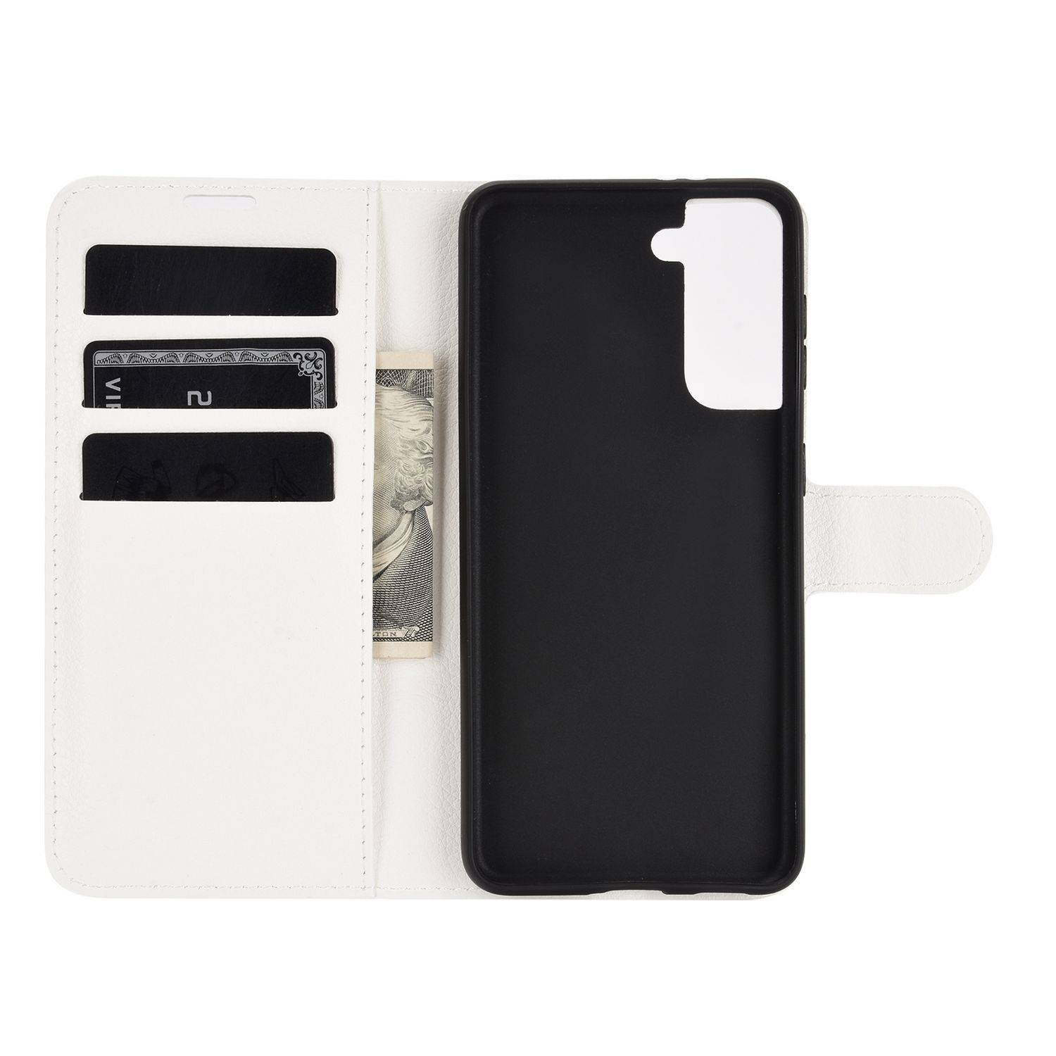Hülle kompatibel mit Samsung Galaxy S21 Plus Kunstleder Handyhülle - Handy Case Weiß