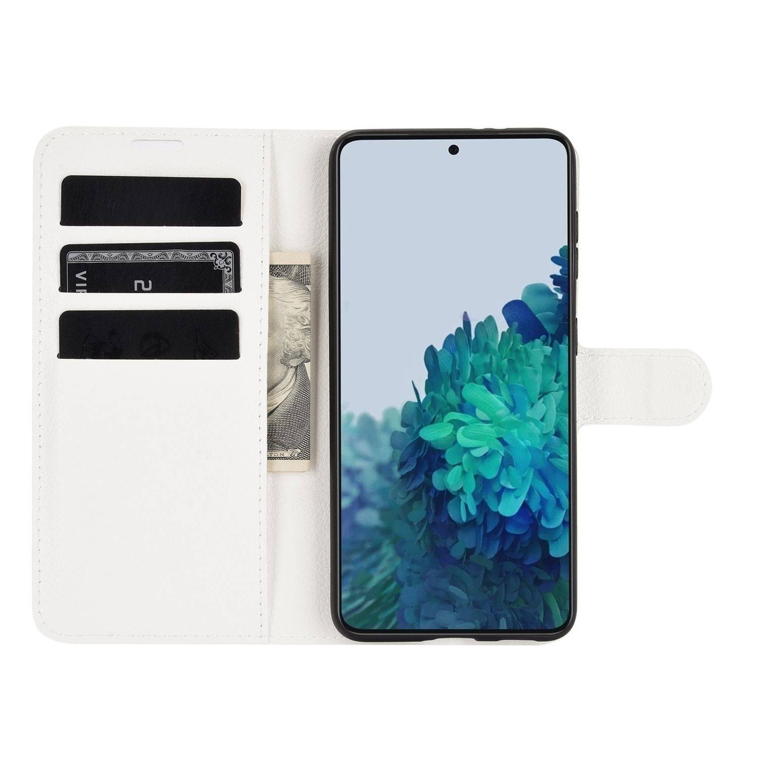 Hülle kompatibel mit Samsung Galaxy S21 Plus Kunstleder Handyhülle - Handy Case Weiß