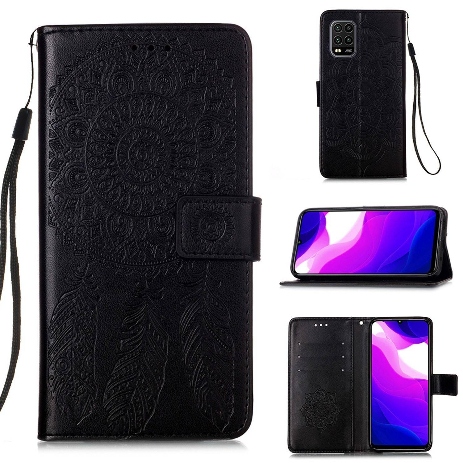 Xiaomi Mi 10 Lite 5G Handyhülle Bookcover Schwarz